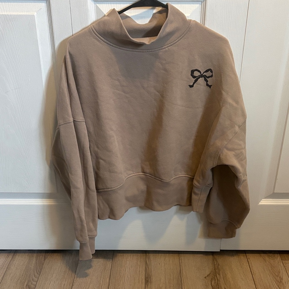 Wild Fable Tan Cowl Neck Sweater with Bow Accent